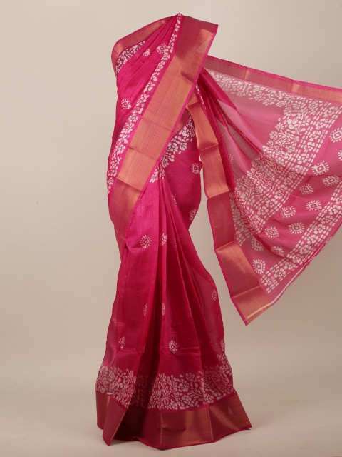 

Pothys Magenta & White Ethnic Motifs Printed Saree