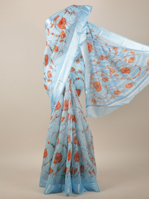 

Pothys Blue & Red Floral Printed Saree