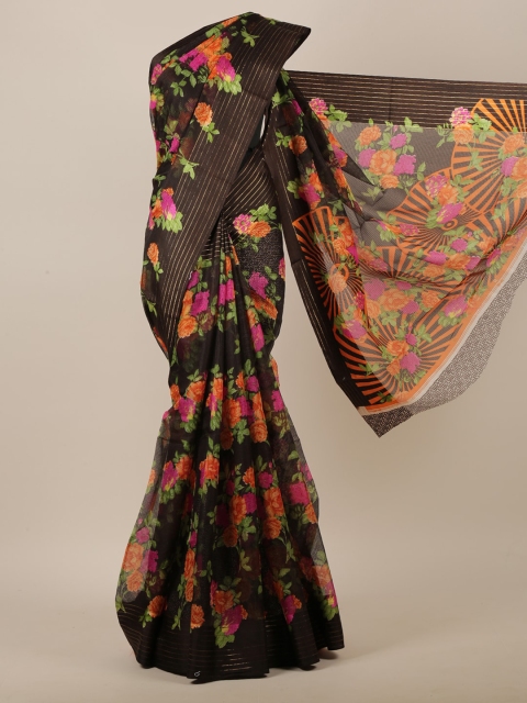 

Pothys Brown & Orange Floral Printed Saree