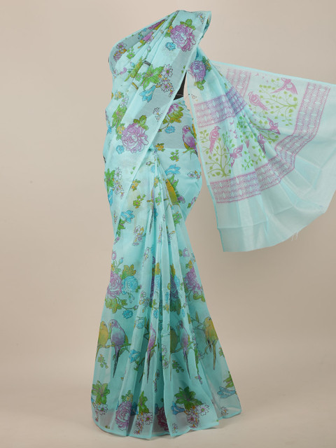 

Pothys Blue & Purple Floral Printed Saree