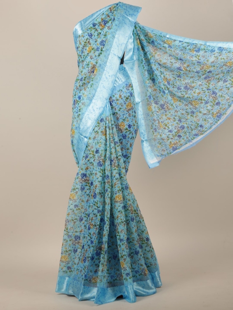 

Pothys Blue & Yellow Floral Printed Saree