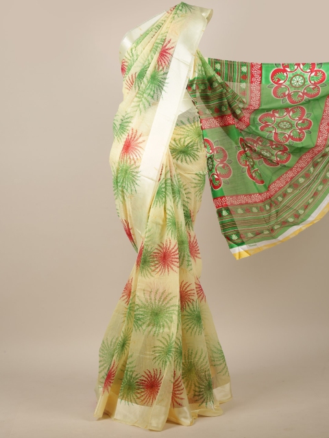 

Pothys Yellow & Green Floral Printed Saree