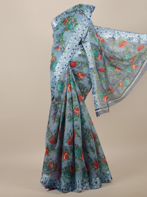 

Pothys Blue & Red Floral Printed Saree