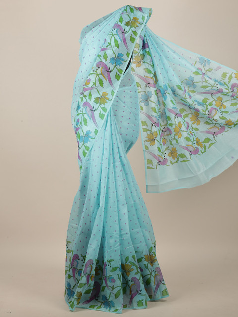 

Pothys Blue & Purple Polka Dots Printed Saree