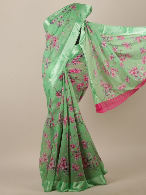 

Pothys Green & Pink Floral Printed Saree