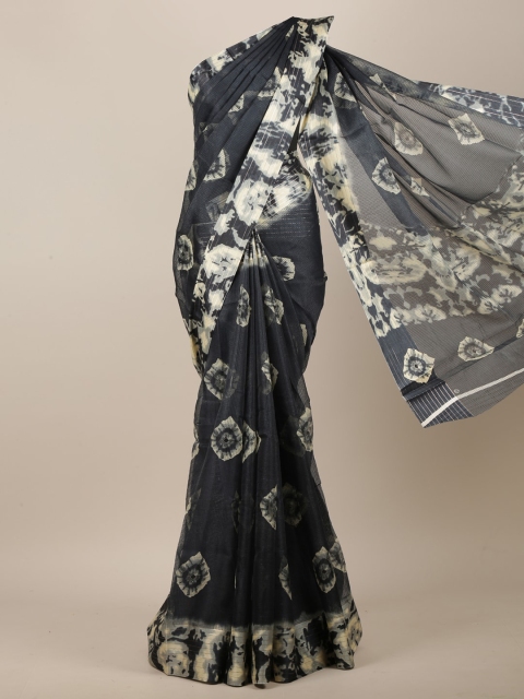 

Pothys Charcoal Grey & Cream-Coloured Tie and Dye Printed Saree