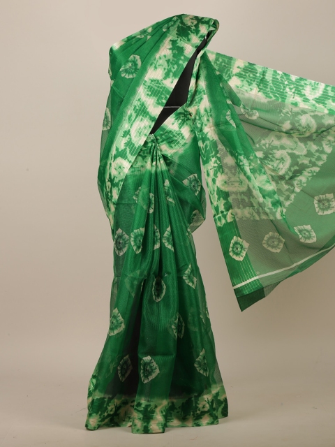 

Pothys Green & Cream-Coloured Tie and Dye Printed Saree