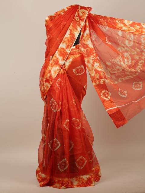 

Pothys Orange & Cream-Coloured Tie and Dye Printed Saree