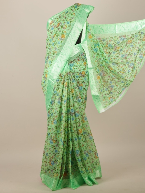 

Pothys Women Green Cotton Blend Floral Printed Saree