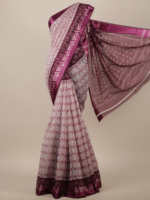 

Pothys Women Purple Cotton Blend Geometric Printed Saree