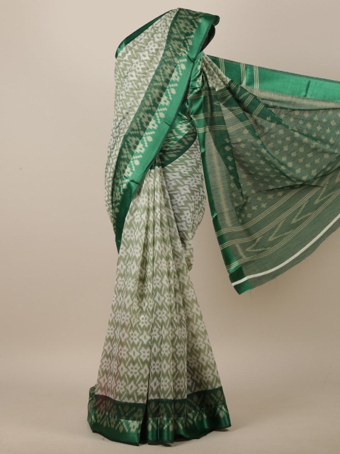 

Pothys Women Green Cotton Blend Geometric Printed Saree