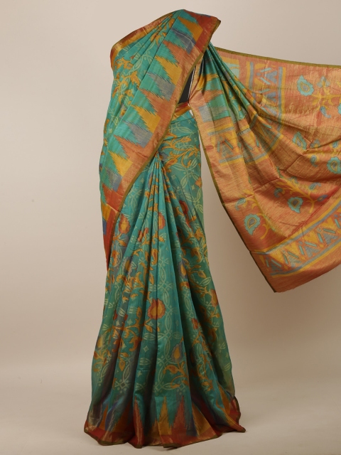 

Pothys Women Green & Brown Floral Printed Saree
