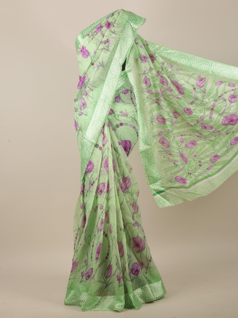 

Pothys Women Green Cotton Blend Floral Printed Saree