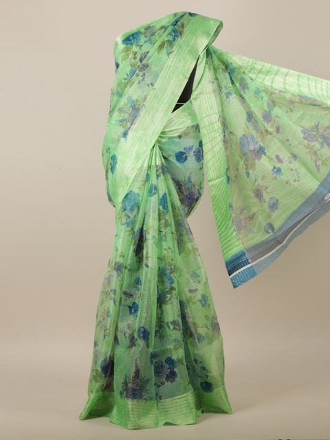

Pothys Women Green Cotton Blend Floral Printed Saree