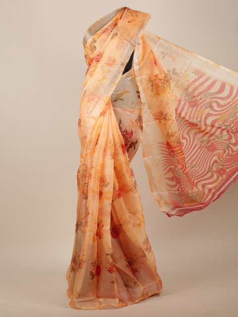 

Pothys Women Orange Poly Chiffon Floral Printed Saree