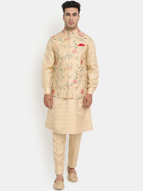 

HOB Men Brown Regular Kurta Set With Nehru Jacket