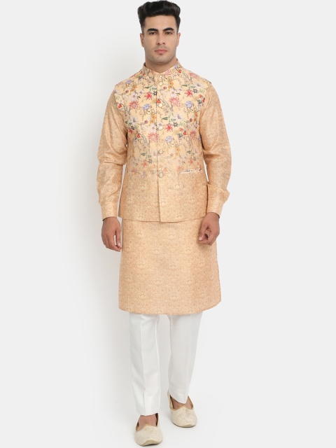 

HOB Men Brown Regular Kurta with Pyjamas & Nehru Jacket