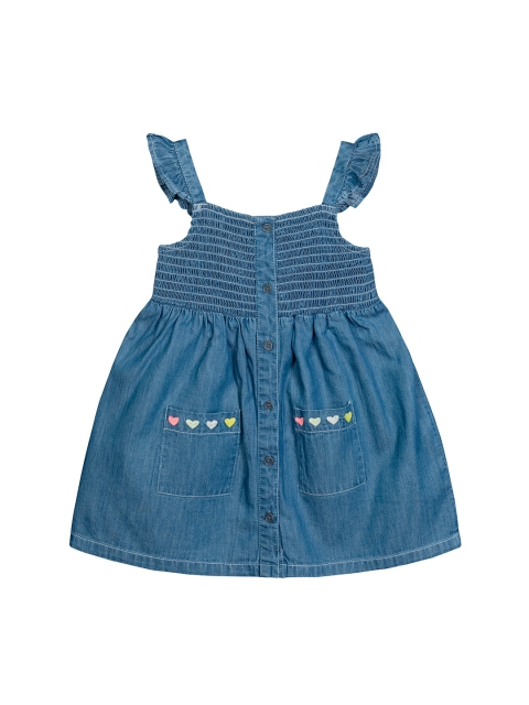 

Budding Bees Infant Girls Blue Smocked Denim Cotton Shirt Dress