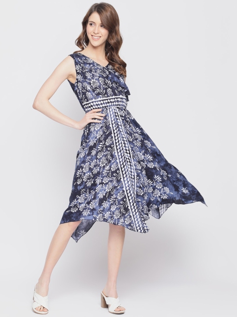 

AKIMIA Navy Blue Floral Midi Dress