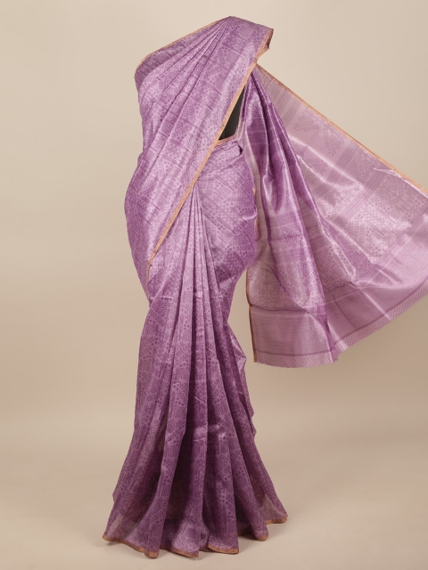 

Pothys Lavender & Peach-Coloured Ethnic Motifs Zari Saree