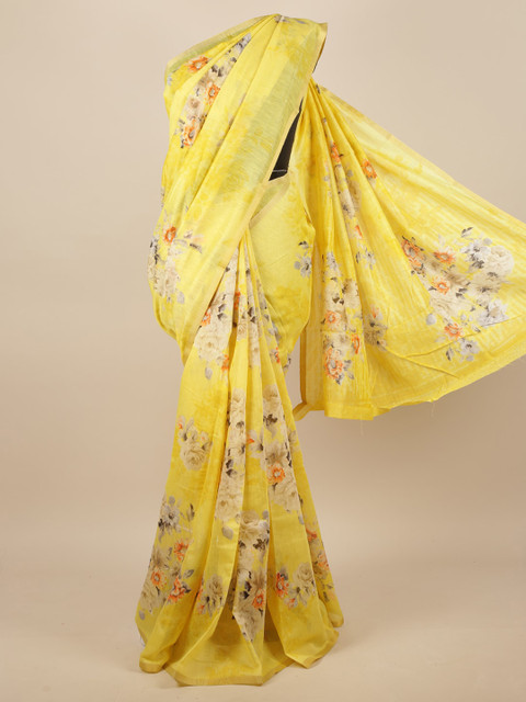 

Pothys Yellow & Grey Floral Zari Saree