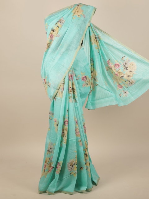 

Pothys Sea Green & Beige Floral Saree