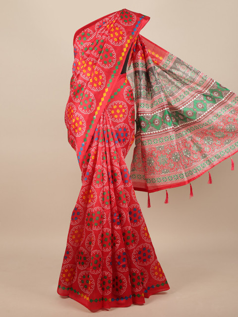 

Pothys Red & White Bandhani Saree