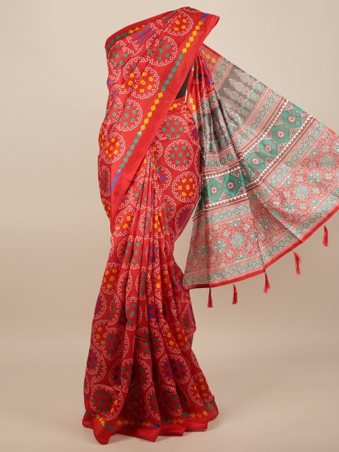

Pothys Red & Yellow Bandhani Saree