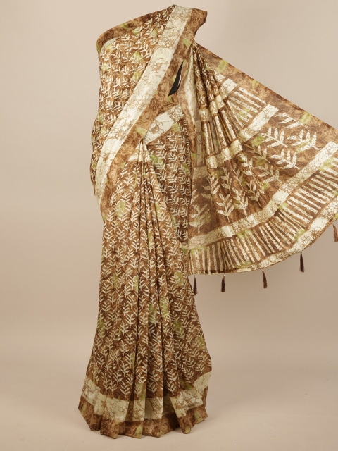 

Pothys Brown & Cream-Coloured Ethnic Motifs Saree