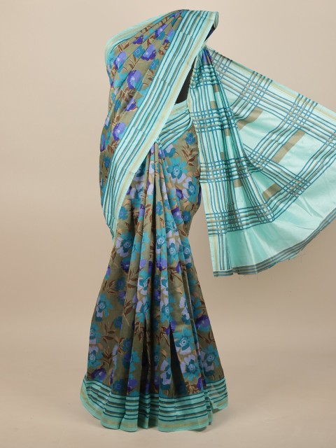 

Pothys Brown & Blue Floral Saree