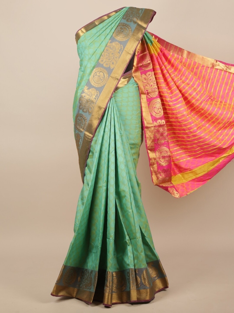 

Pothys Green & Pink Woven Design Zari Jute Silk Saree