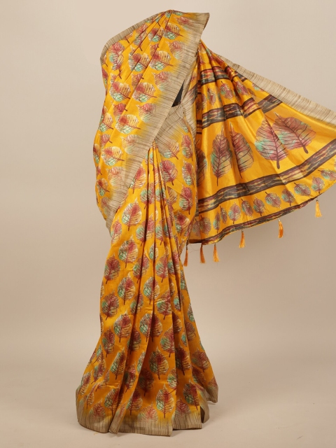 

Pothys Yellow & Brown Floral Saree