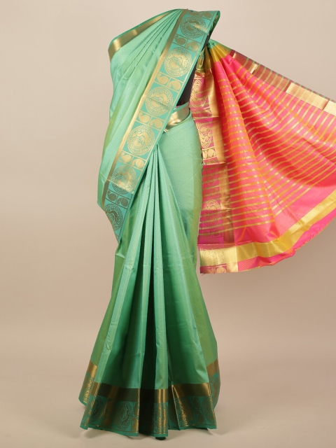 

Pothys Sea Green & Pink Woven Design Zari Jute Silk Saree