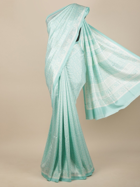 

Pothys Turquoise Blue & White Ethnic Motifs Jute Silk Saree