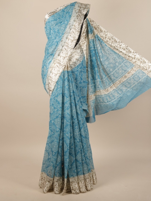 

Pothys Blue & White Bandhani Saree