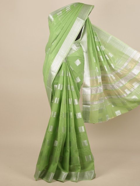 

Pothys Green & Silver-Toned Woven Design Zari Saree