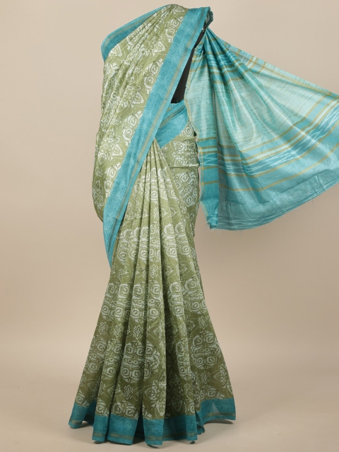 

Pothys Green & Blue Ethnic Motifs Jute Silk Saree
