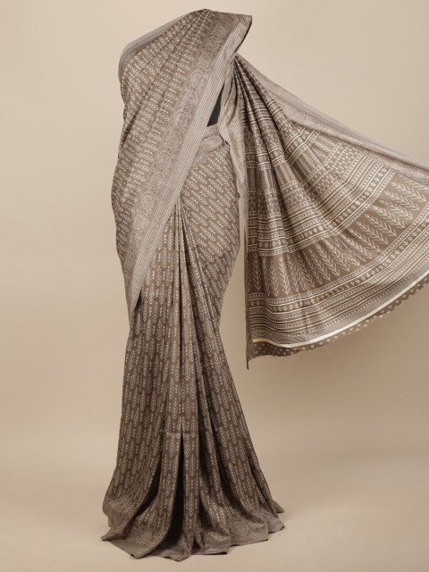 

Pothys Grey & White Ethnic Motifs Jute Silk Saree