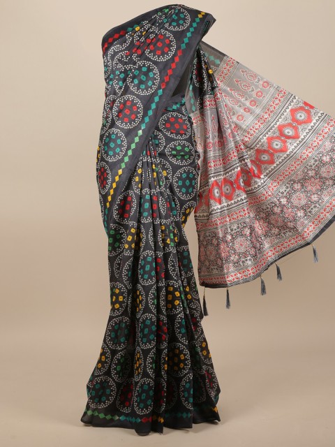 

Pothys Grey & White Bandhani Saree