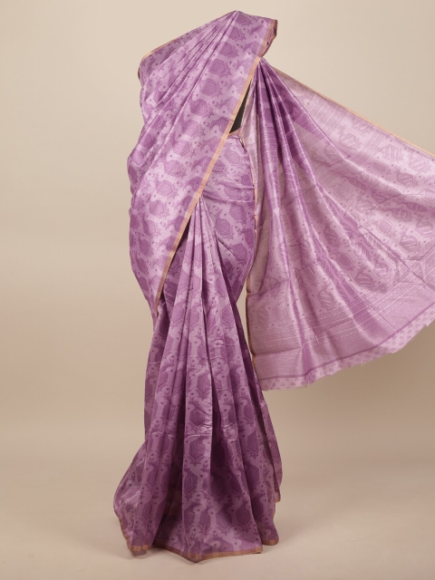 

Pothys Lavender & Gold-Toned Paisley Zari Saree