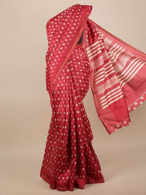 

Pothys Pink & White Zari Cotton Blend Saree