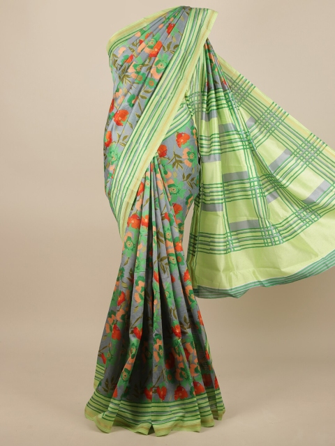 

Pothys Green & Red Floral Saree