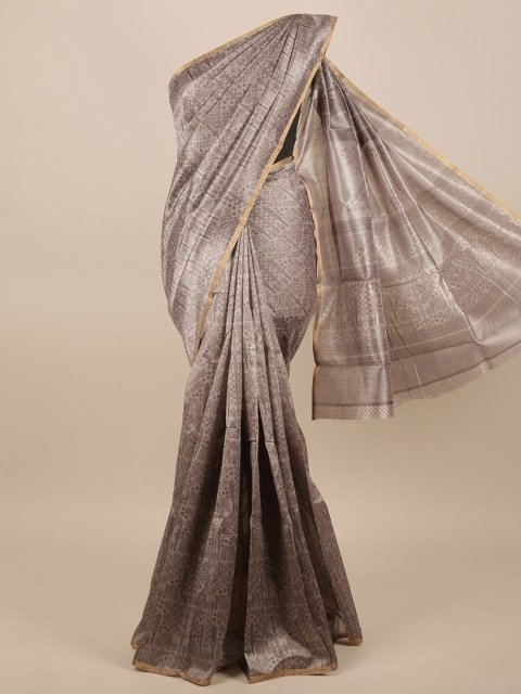 

Pothys Grey & Brown Ethnic Motifs Zari Saree