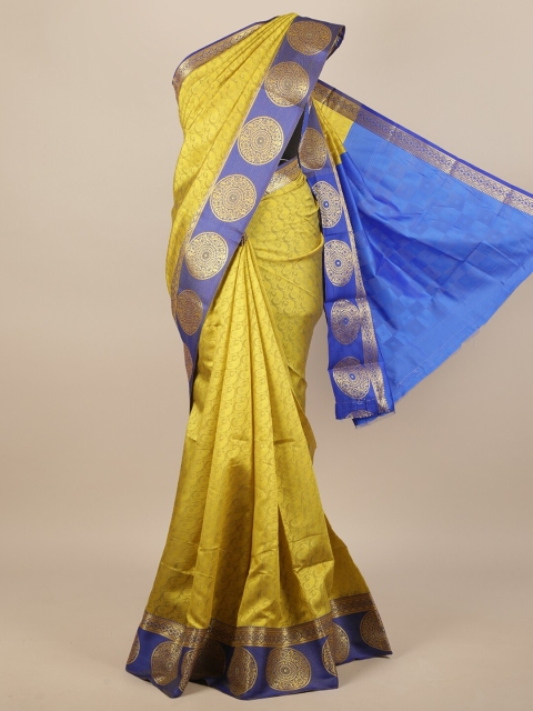 

Pothys Lime Green & Blue Woven Design Zari Jute Silk Saree