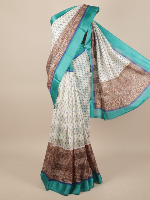 

Pothys White & Brown Paisley Saree