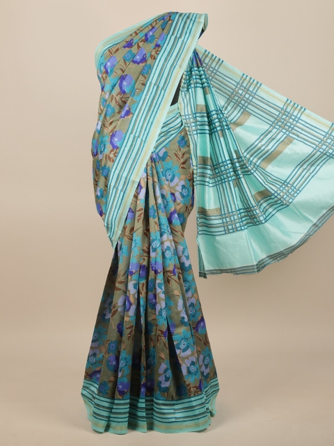 

Pothys Brown & Blue Floral Saree