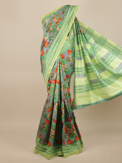 

Pothys Grey & Green Floral Saree