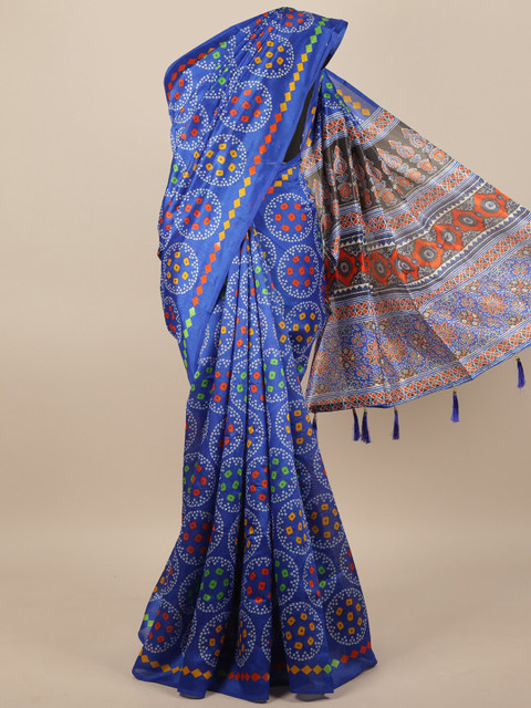 

Pothys Blue & Red Bandhani Saree