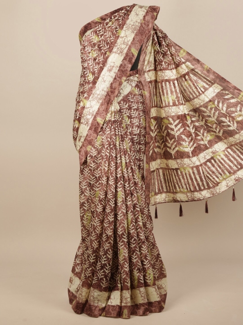 

Pothys Brown & Cream-Coloured Ethnic Motifs Saree