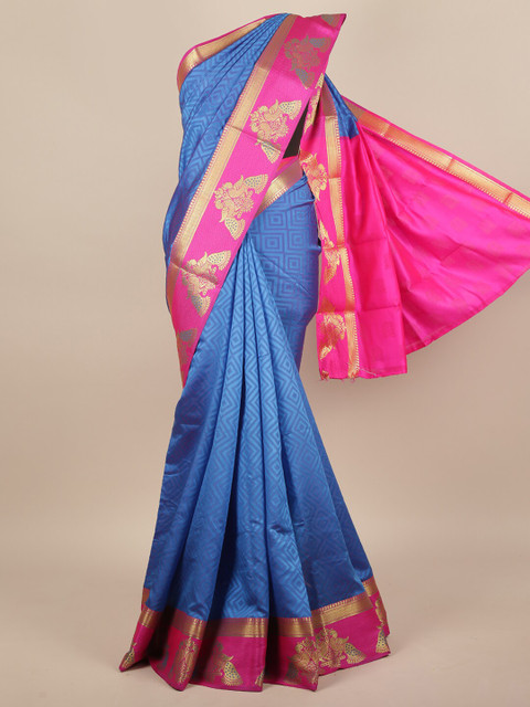 

Pothys Blue & Pink Woven Design Zari Jute Silk Saree